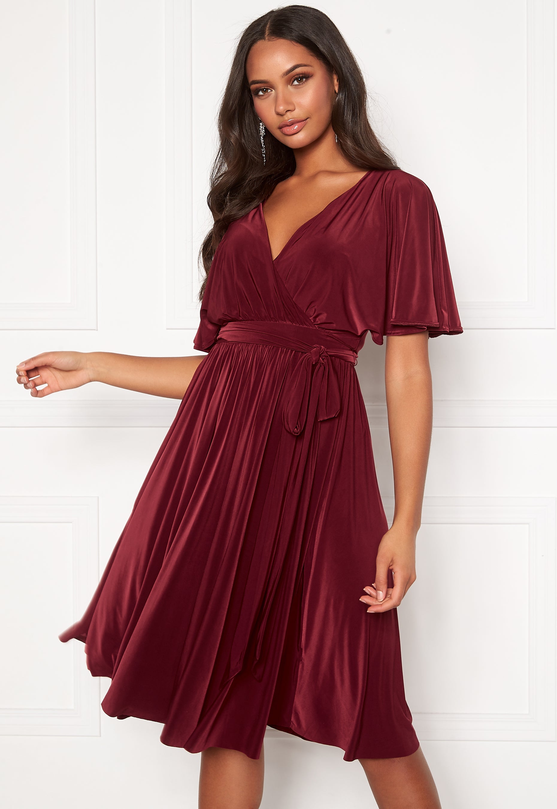 Goddiva Flutter Sleeve Midi Dress