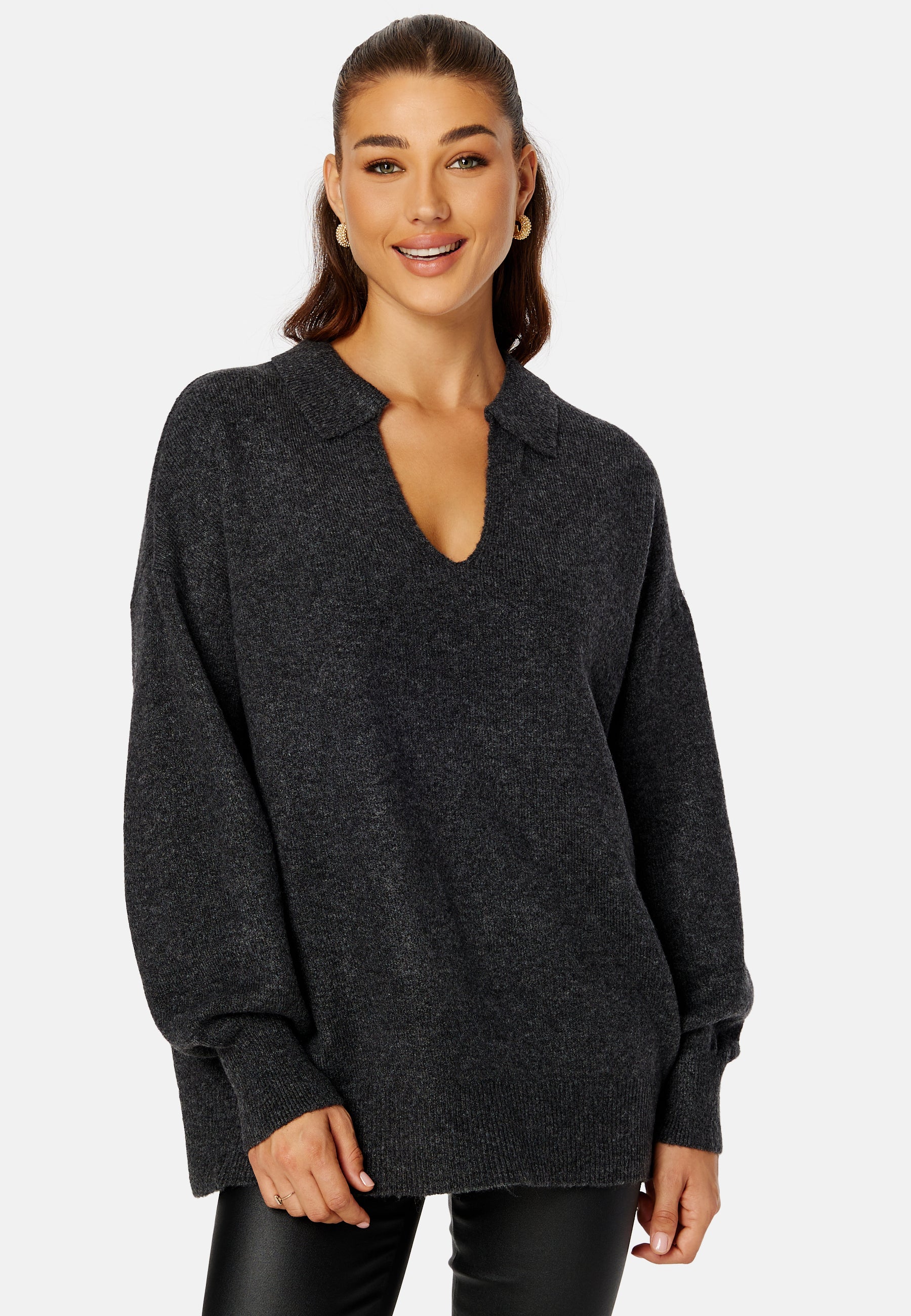 Pieces Noola LS Oversized Polo Knit