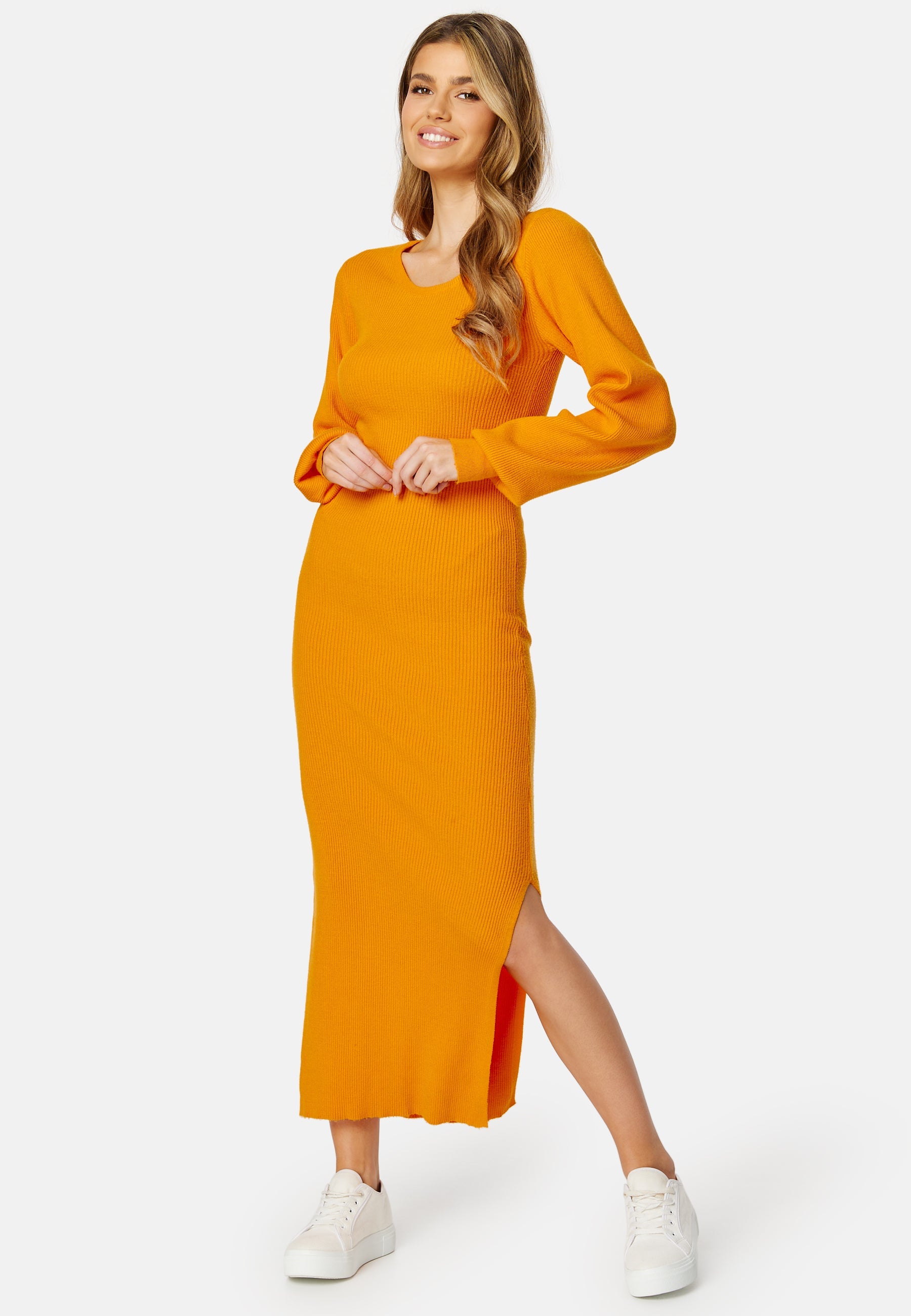 Pieces Dicte LS Long Slit Knit Dress