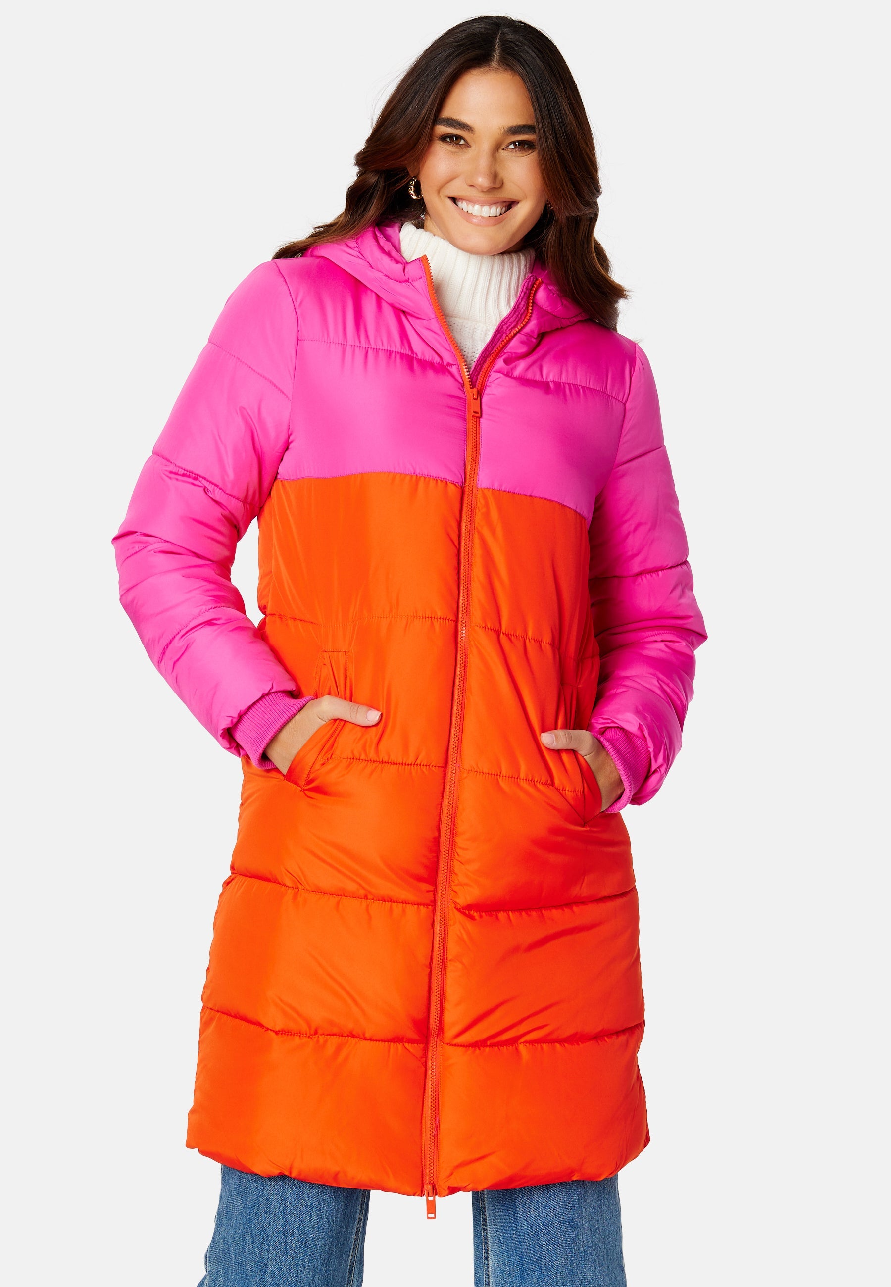 Pieces Bee Blocked Long Puffer