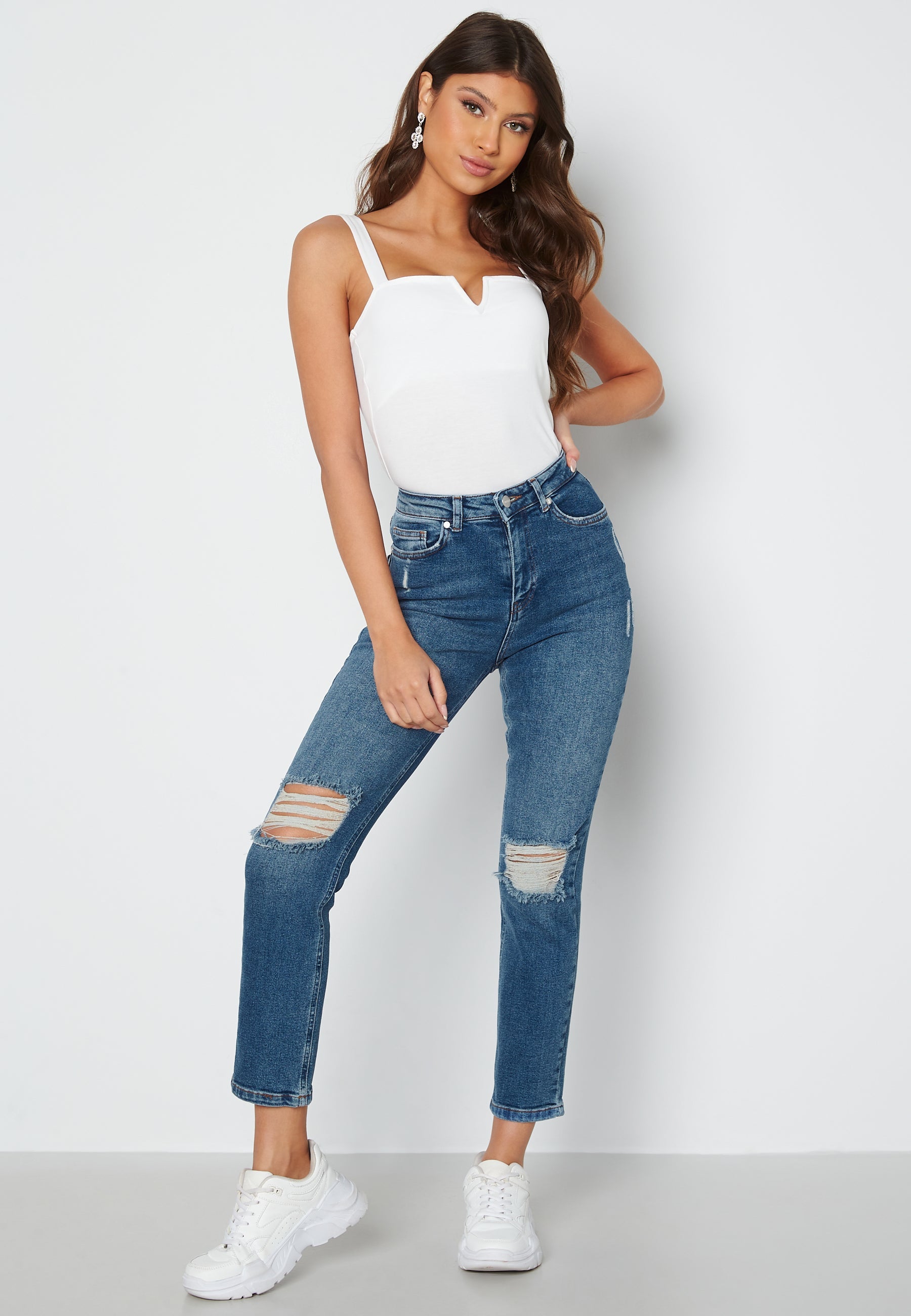 BUBBLEROOM Loreena distressed high waist jeans
