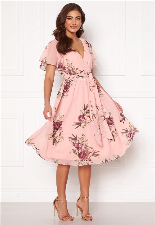 Goddiva Flutter Floral Midi Dress