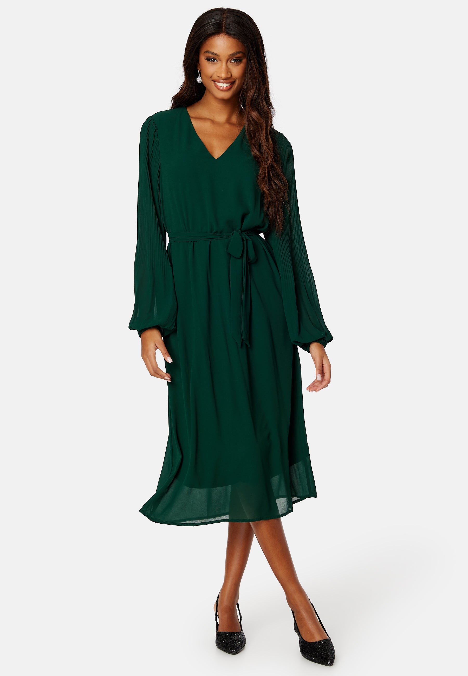 VERO MODA Bailey L/S V-neck Calf Dress