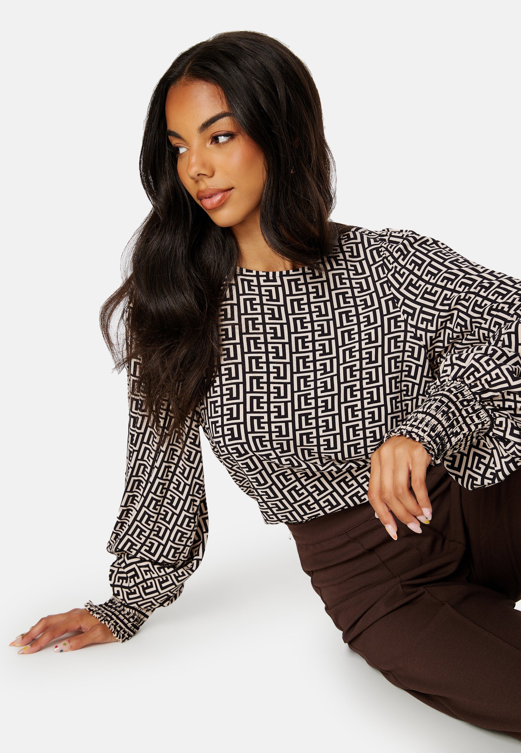 VILA Bana L/S Smock Sleeve Top
