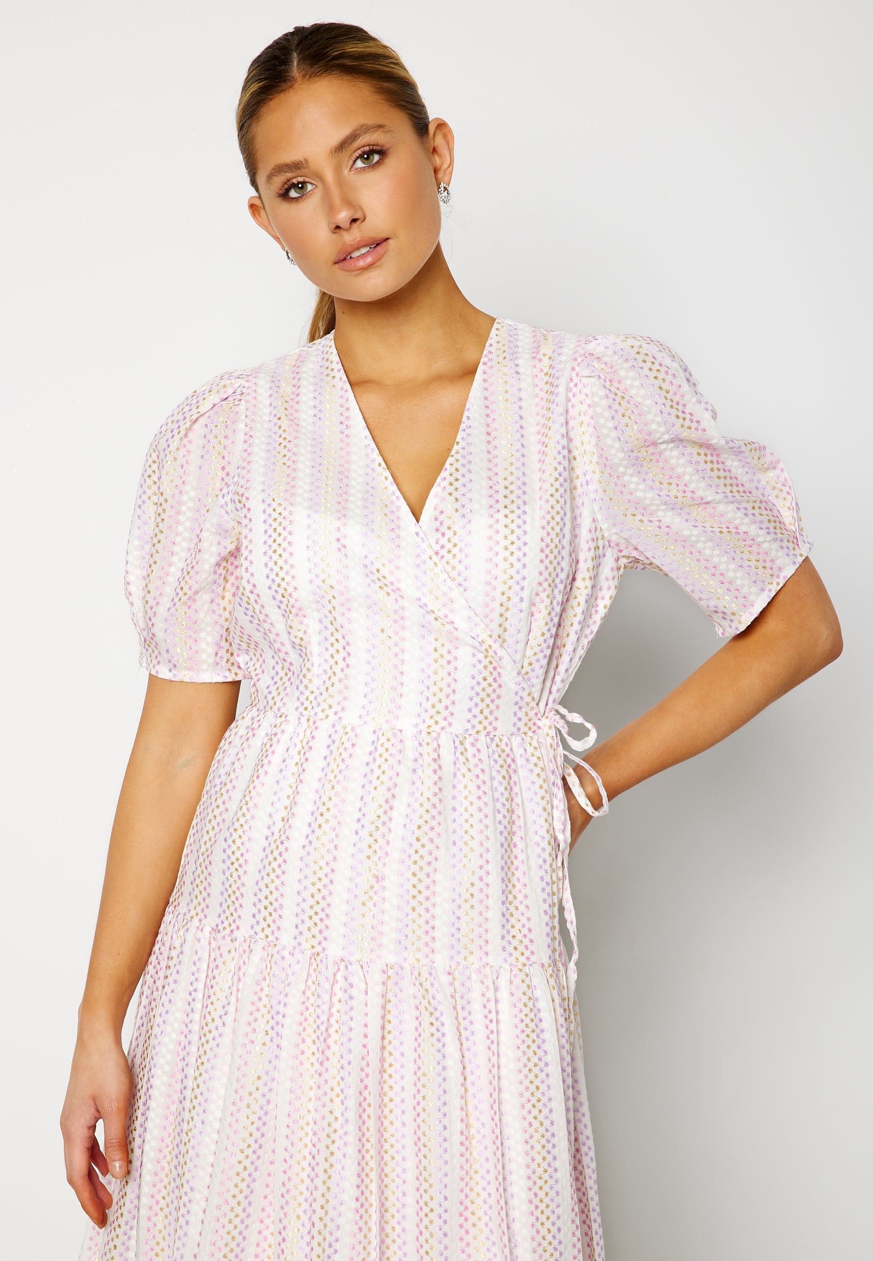 YAS Prisma 2/4 Wrap Midi Dress