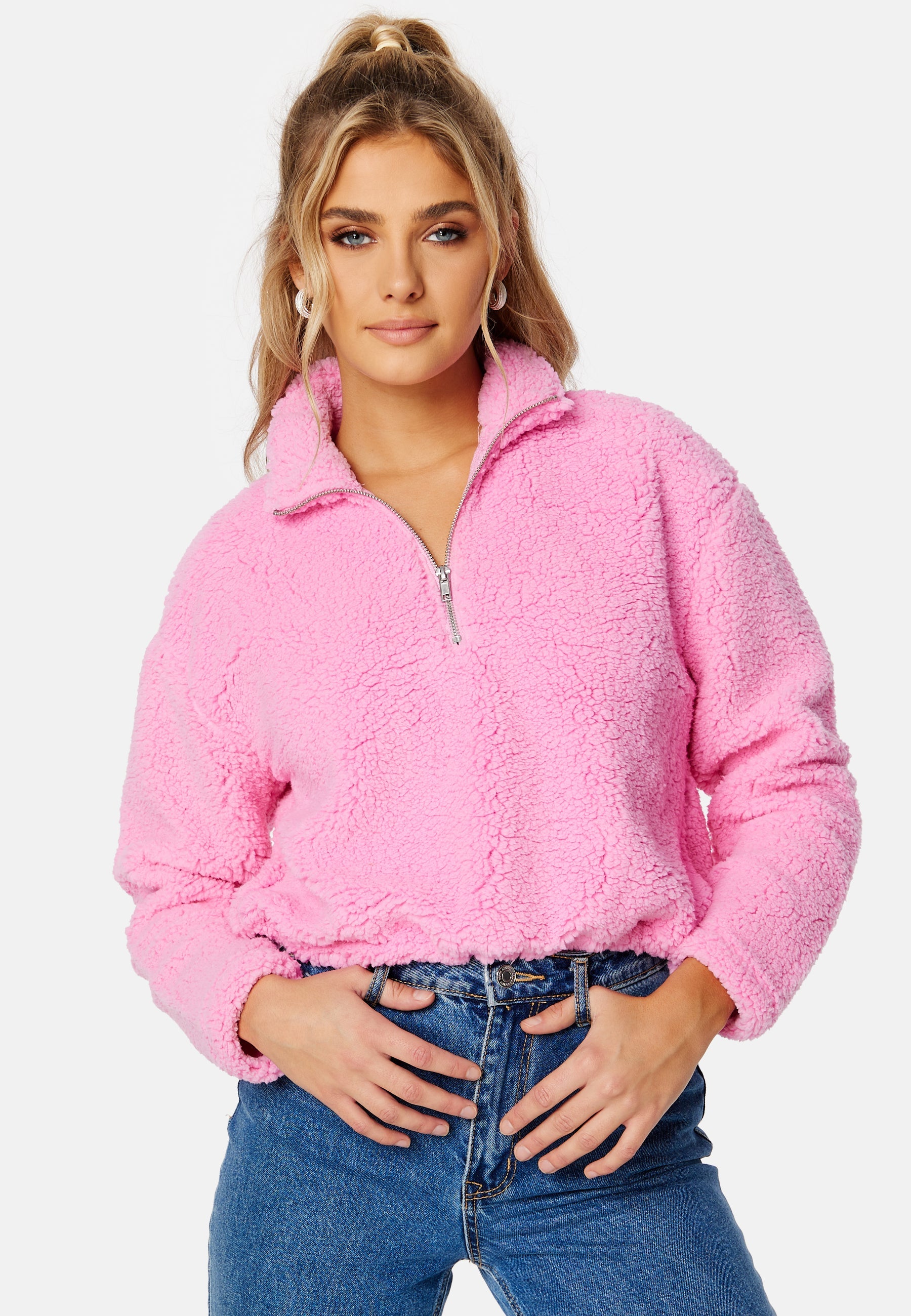 Pieces Ferna Cropped Teddy Sweat