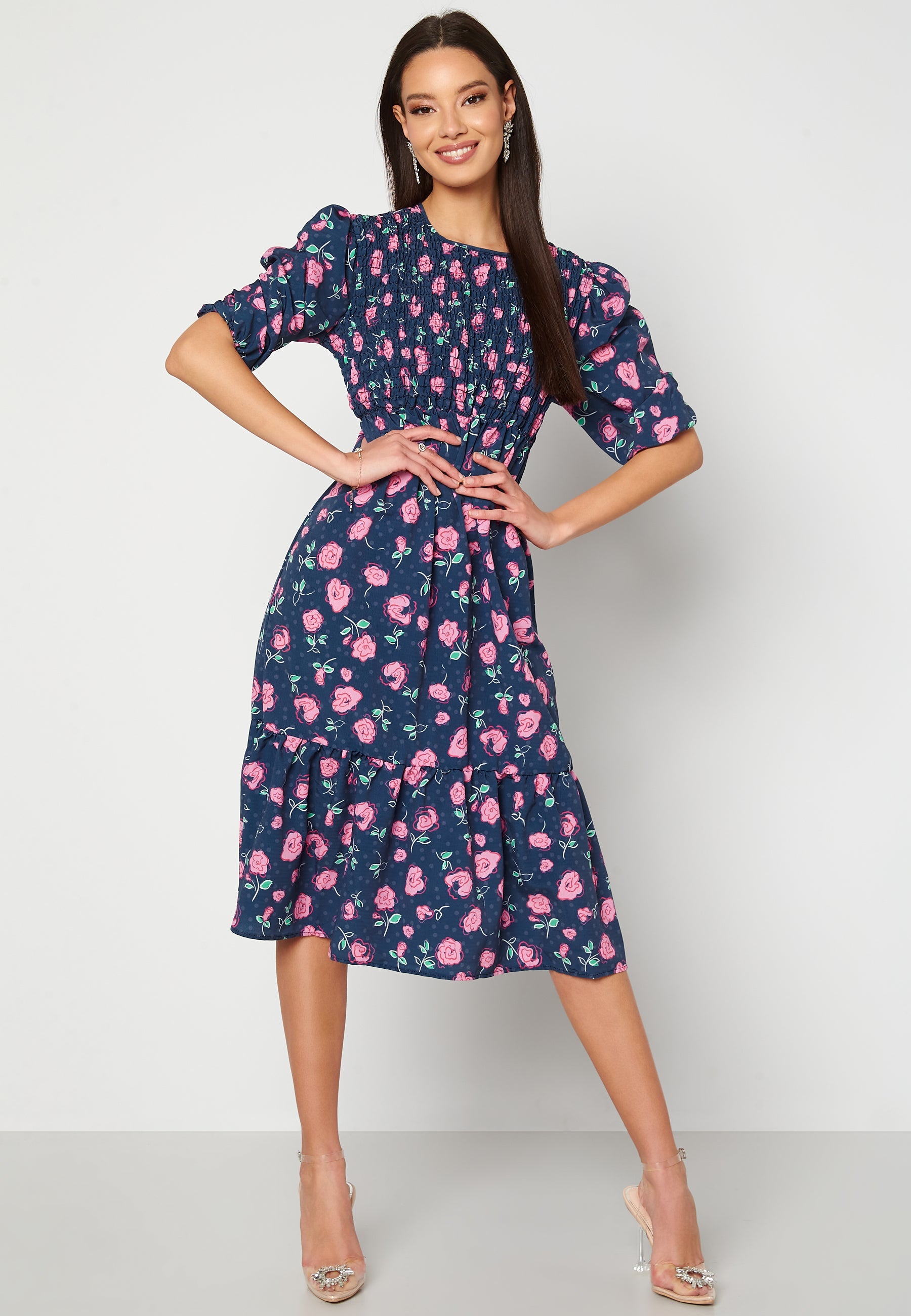 John Zack Floral Smock Midaxi Dress