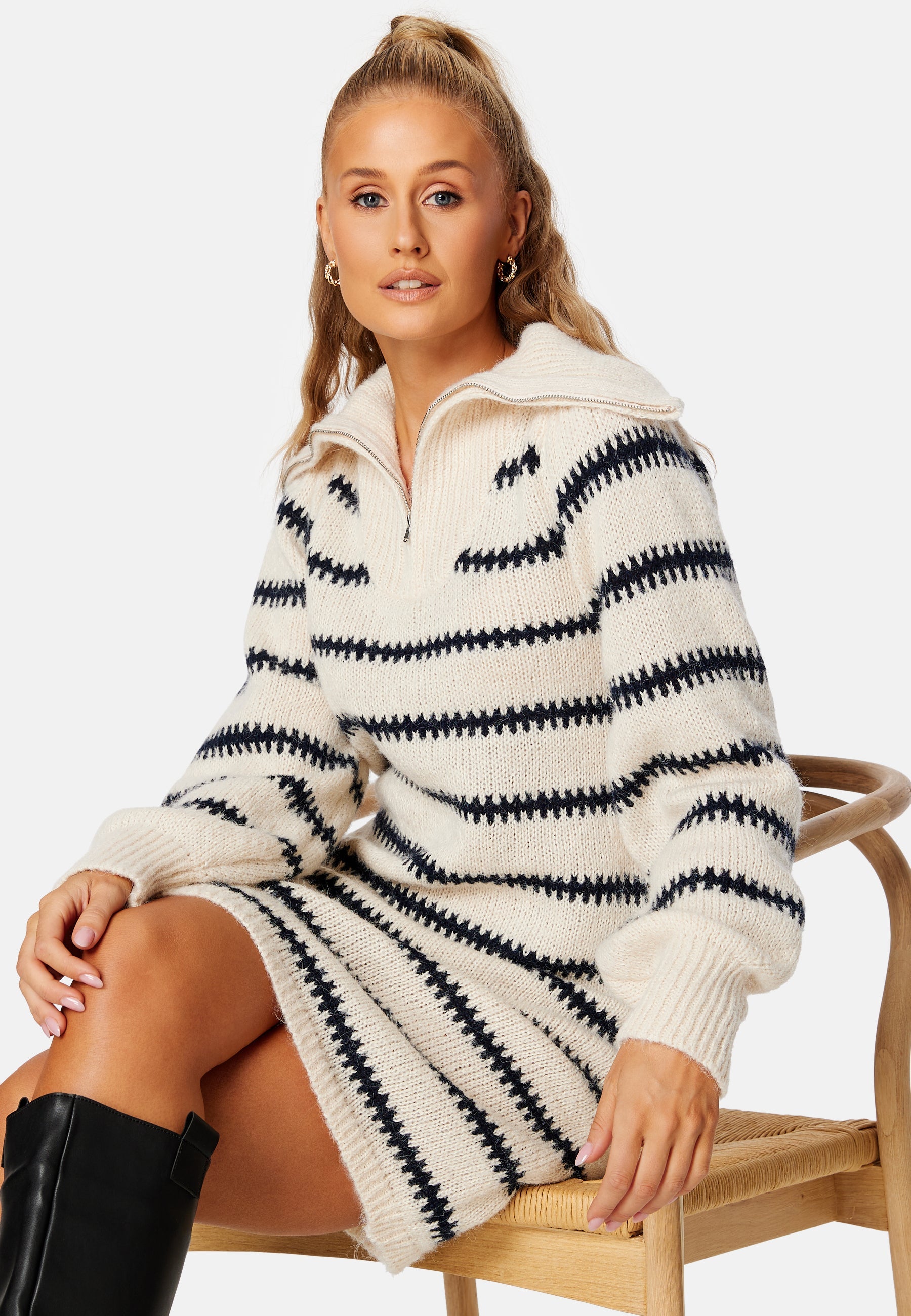 Pieces Nadine LS Half Zip Dress