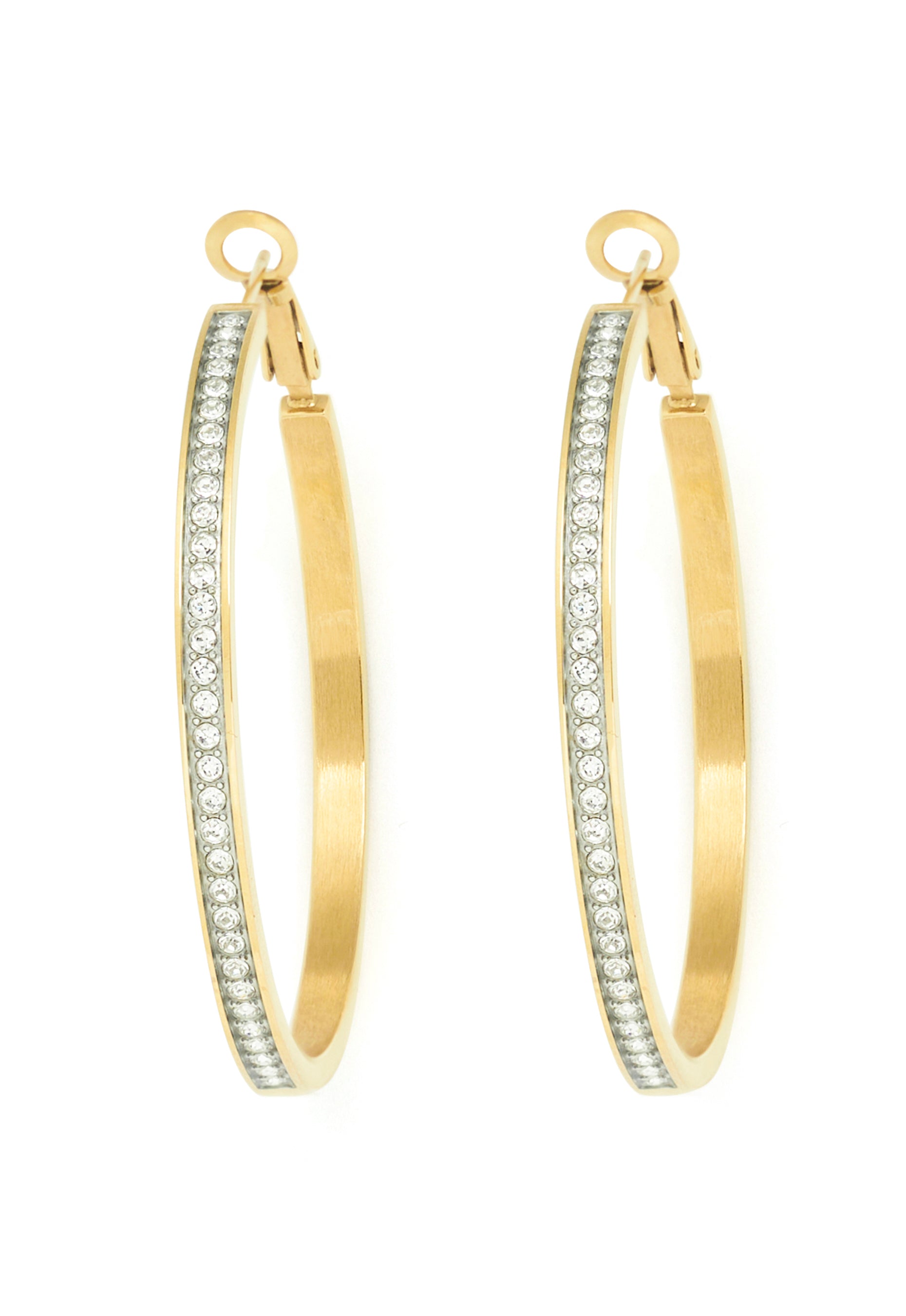 Guess Front Crystal Pave Hoops