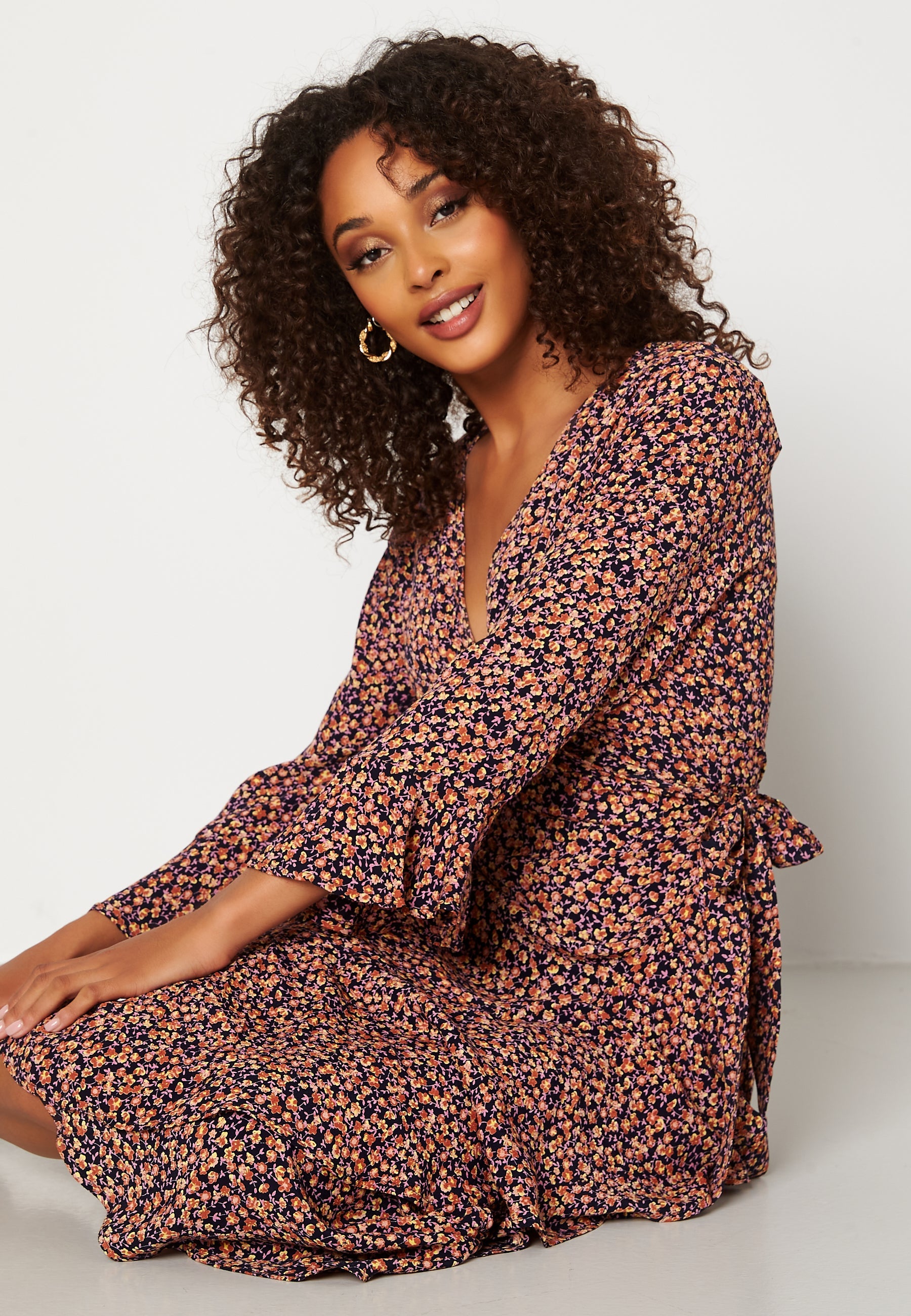 YAS Blima 3/4 Midi Wrap Dress