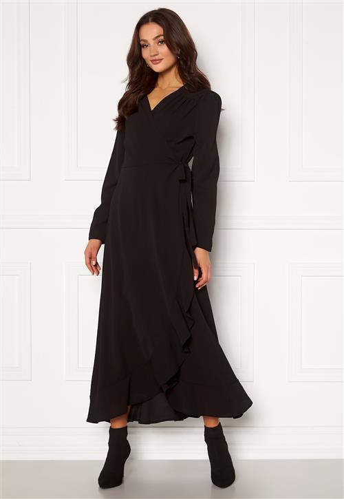 John Zack Long Sleeve Wrap Frill Maxi Dress