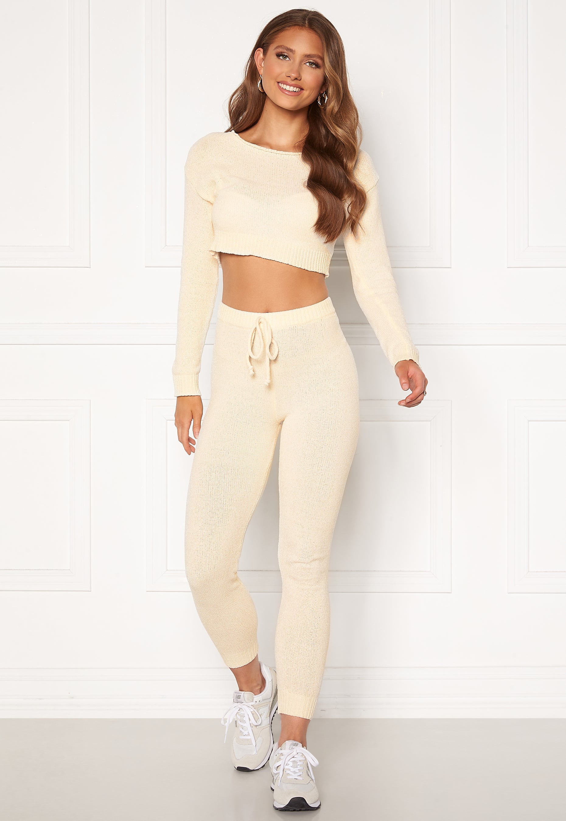Bubbleroom Bardot Crop Top Trouser Lounge Set