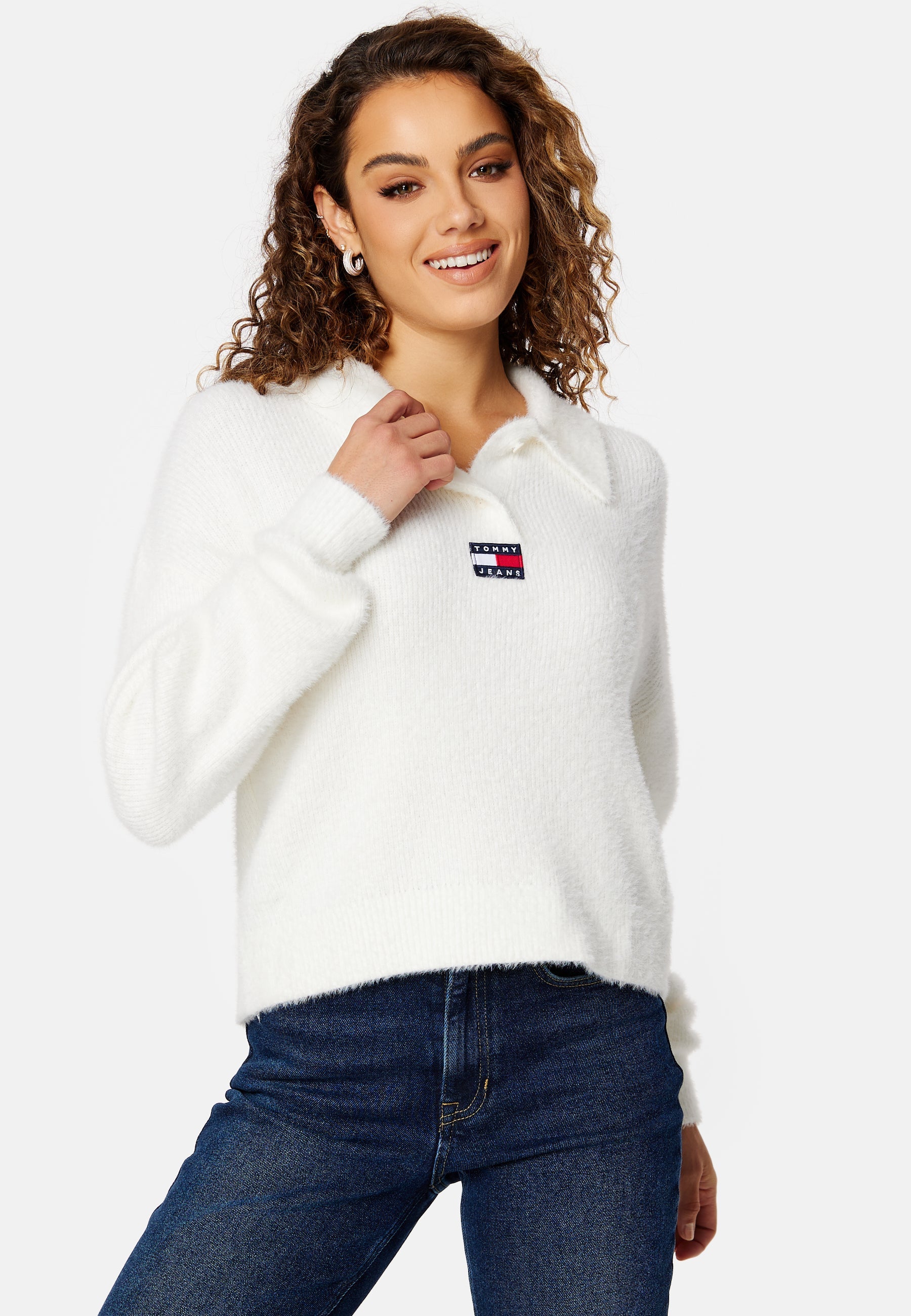 TOMMY JEANS Crop Furry Polo Sweater