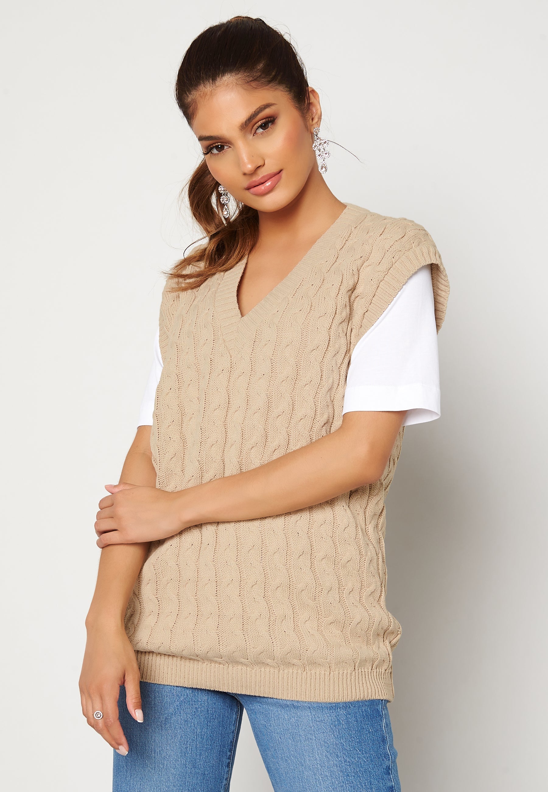 AX Paris Cable Knit High Neck Tank Top