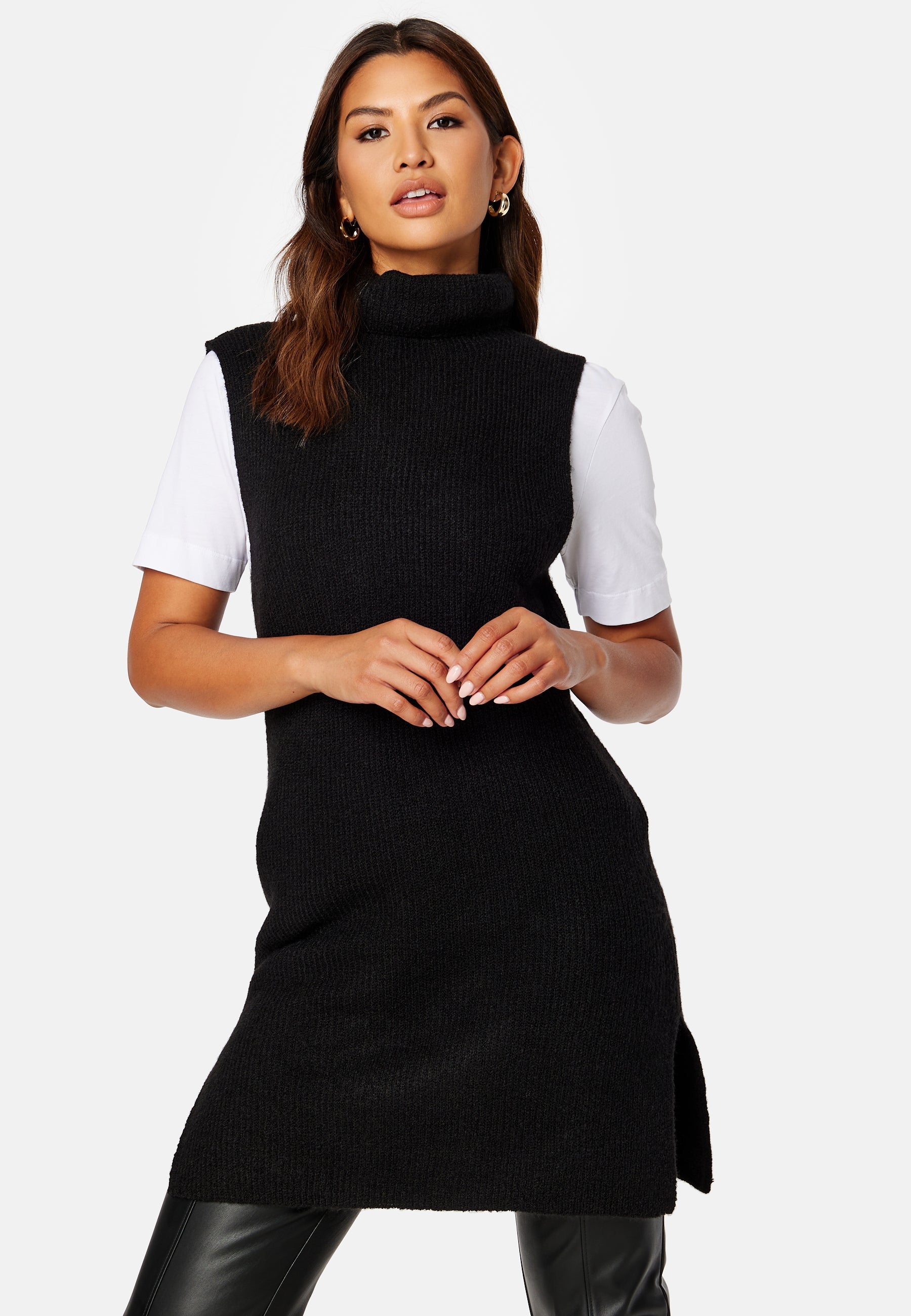 Pieces Ellen Rollneck Long Knit Vest