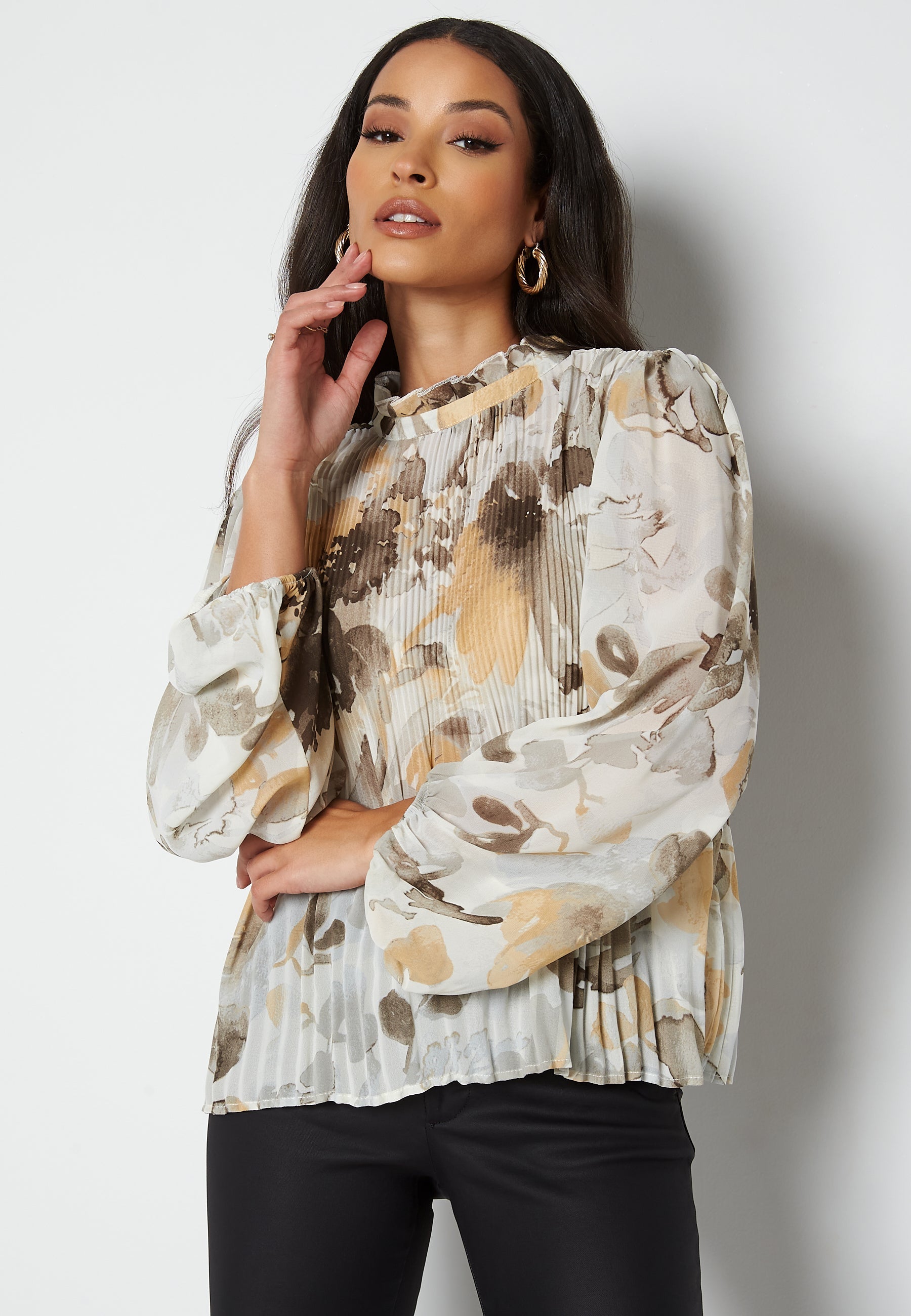 VILA Jamin Highneck L/S Plisse Top