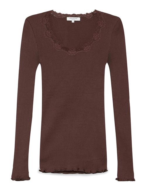 Rosemunde | Rwbabette Silk Ls U-Neck Lace T-Shirt | XL