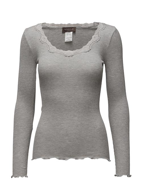 Rosemunde | Rwbabette Silk Ls U-Neck Lace T-Shirt | S