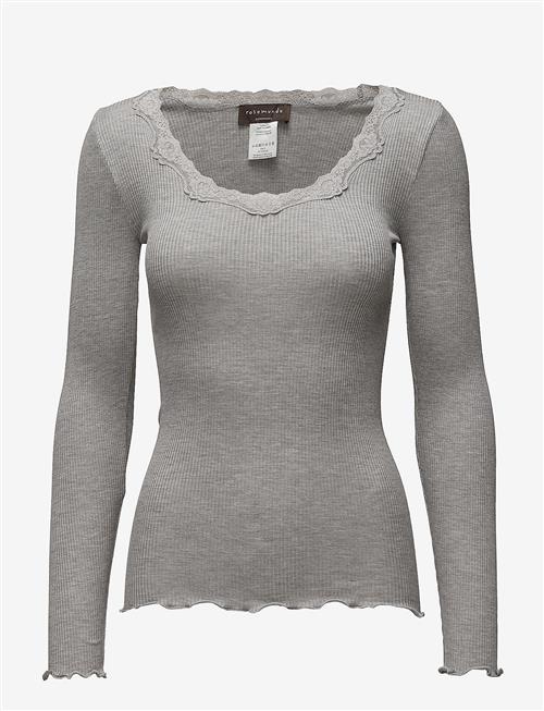Rosemunde | Rwbabette Silk Ls U-Neck Lace T-Shi | XL