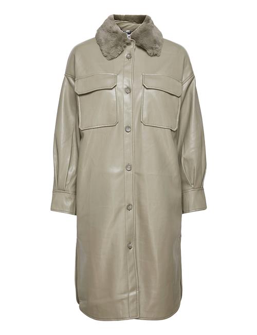 Jakke | Sharon Faux Leather Shacket With Fur Collar | XS