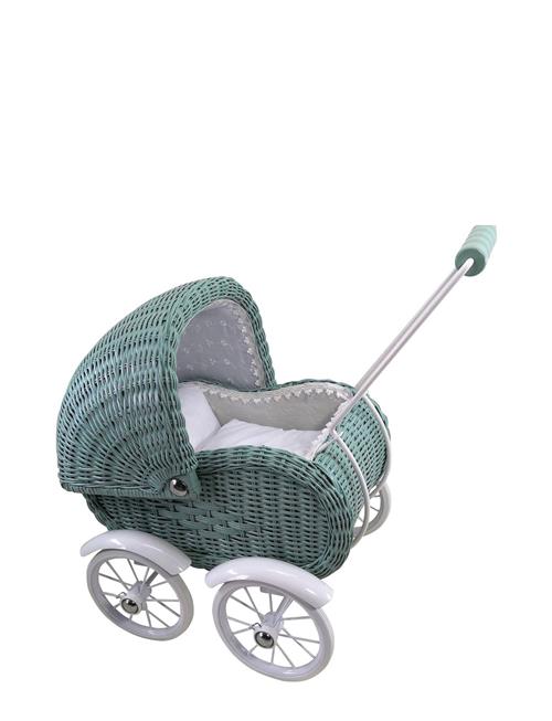 Magni Toys | Doll Trolley, Small, Wicker Dusty Green | ONE SIZE