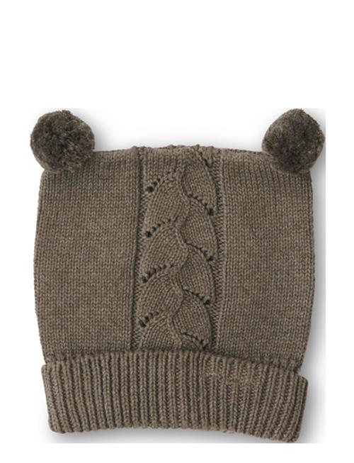 That's Mine | Chapette Knitted Pointelle Beanie Earth Brown Melange | 6-12M