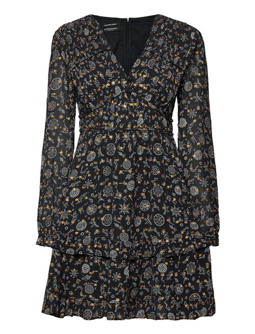 Scotch & Soda | Long Sleeved Lurex Jacquard Ruffle Dress With V-Neck | M