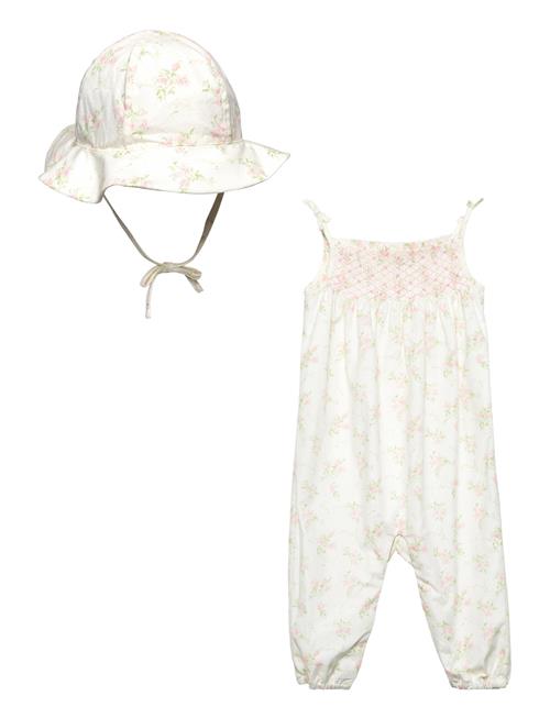 Ralph Lauren Baby | Floral Smocked Jumpsuit & Hat Set | 75-79