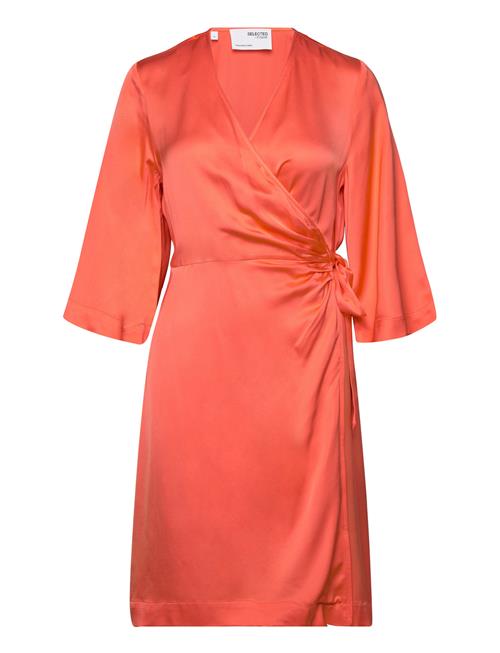 Selected | Slffranziska 3/4 Short Satin Wrap Dress | 36