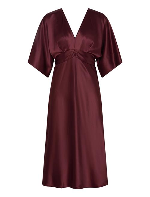 Malina | Juno V-Neck Satin Midi Dress | S