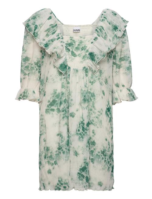 Ganni | Pleated Georgette Ruffle Mini Dress | 34