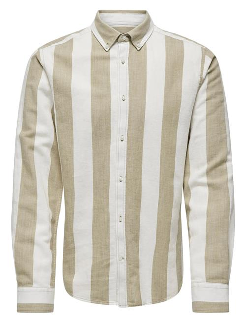 ONLY & SONS | Onsarlo Slim Ls Stripe Hrb Linen Shirt | XL