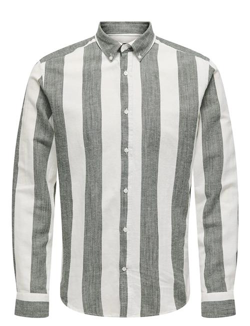 ONLY & SONS | Onsarlo Slim Ls Stripe Hrb Linen Shirt | S