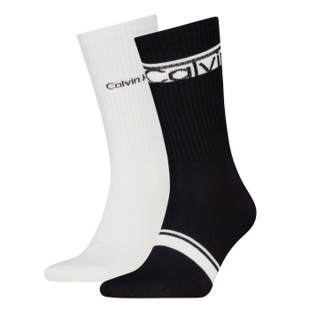 Calvin Klein Strømper 2P Cotton Logo Stripe Crew Socks Sort One Size Herre