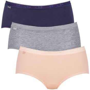 Sloggi Trusser 3P Basic Plus Midi Colored Rød/Gul bomuld 40 Dame