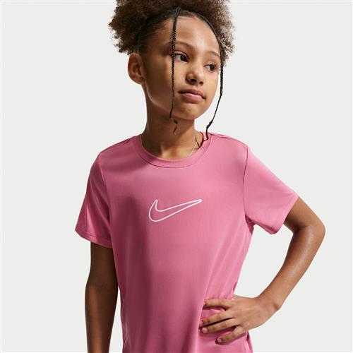 Kortærmet Nike One Fitted Dri-FIT-trøje til større børn (piger) - Pink