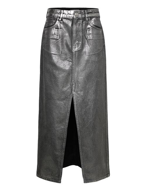 Mango | Long Foil Denim Skirt | M