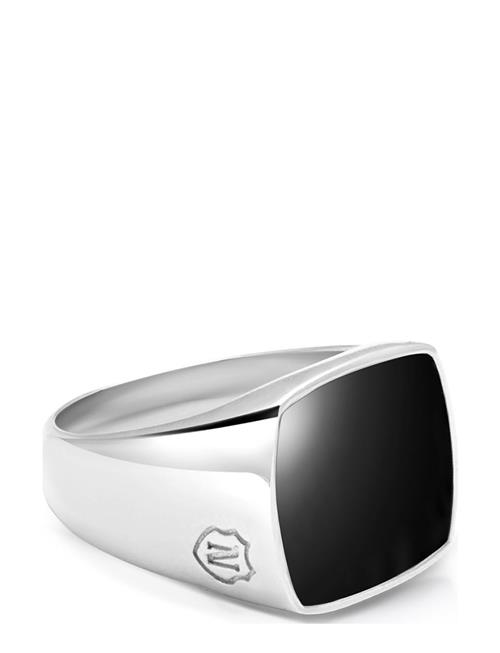 Nialaya | Men's Silver Signet Ring With Onyx | 62