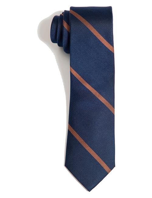 AN IVY | Navy Brown League Silk Tie | ONE SIZE