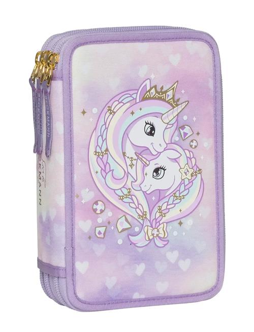 Beckmann Norway | Three Section Pencil Case W/Content, Unicorn Princess Purple | ONE SIZE