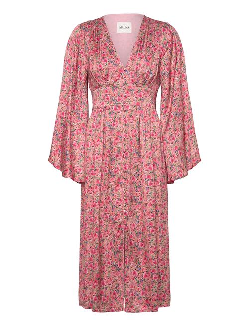 Malina | Auden V-Neck Satin Midi Dress | M