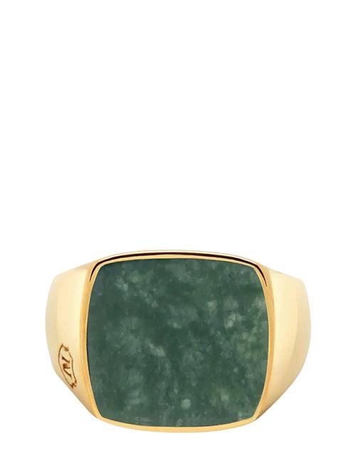 Nialaya | Men's Golden Cocktail Ring With Green Jade | 62 x 62