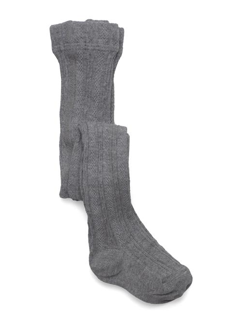 Geggamoja | Cable Knitted Stockings Grey Melange | 74-80
