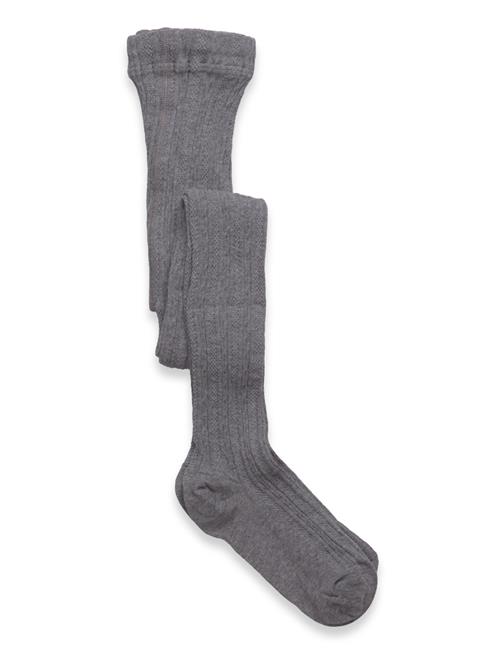 Geggamoja | Cable Knitted Stockings Grey Melange | 110-116