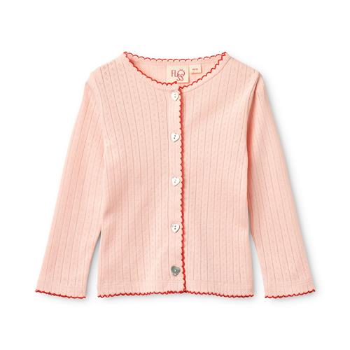 Flöss Liva Pointelle Cardigan Soft Rose  Soft Rose 98 cm  Lyserød  98 cm  kvinde