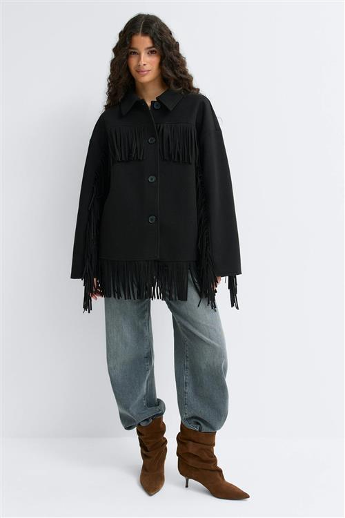 Gina Tricot - Fringe jacket - Jakker - Sort - XS - Dame