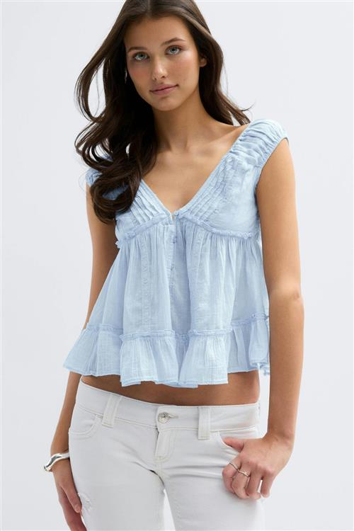 Gina Tricot - 14+ sol blouse - Bluser - Blå - M - Dame