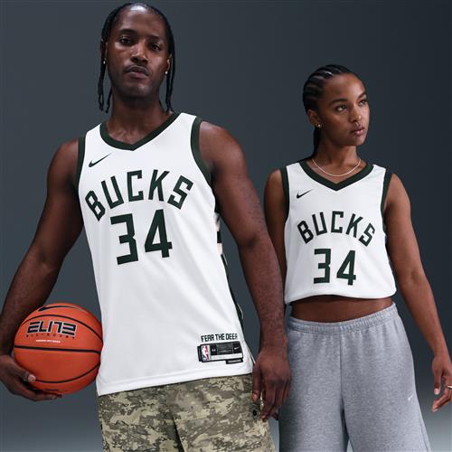 Milwaukee Bucks Association Edition Nike Dri-FIT NBA Swingman-trøje til mænd - hvid