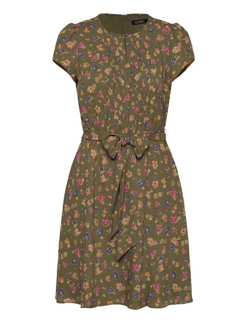 Lauren Ralph Lauren | Floral Belted Georgette Pintucked Dress | 40
