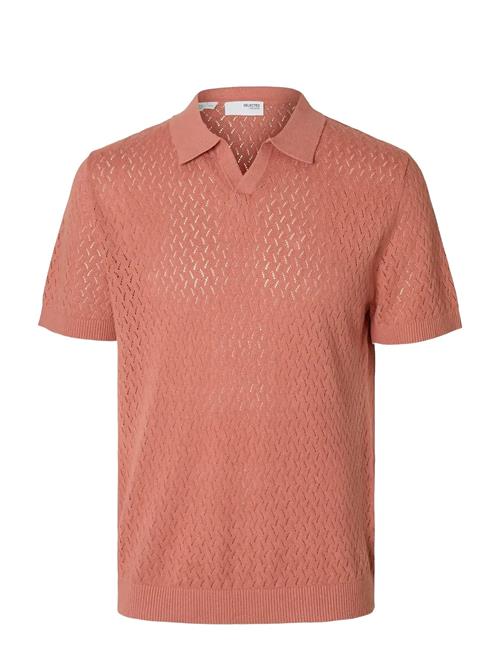 Selected | Slhlino Ss Knit Crochet Open Polo | XL